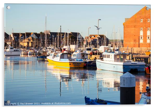 Weymouth Harbour and Marina Acrylic by Paul Brewer