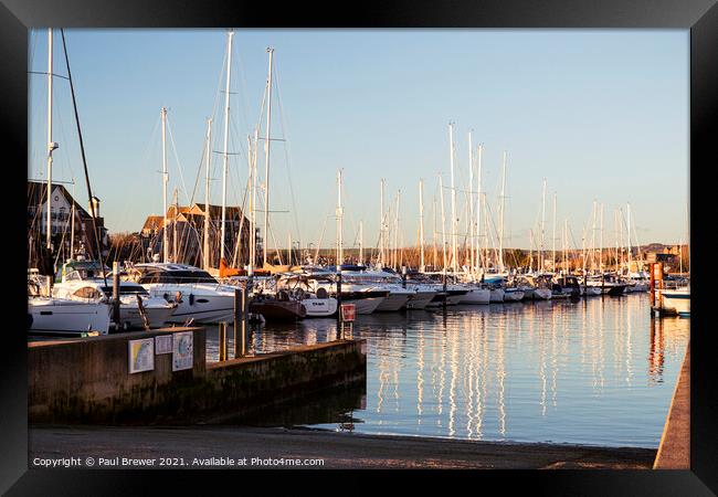 Weymouth Marina at Sunset  Framed Print by Paul Brewer