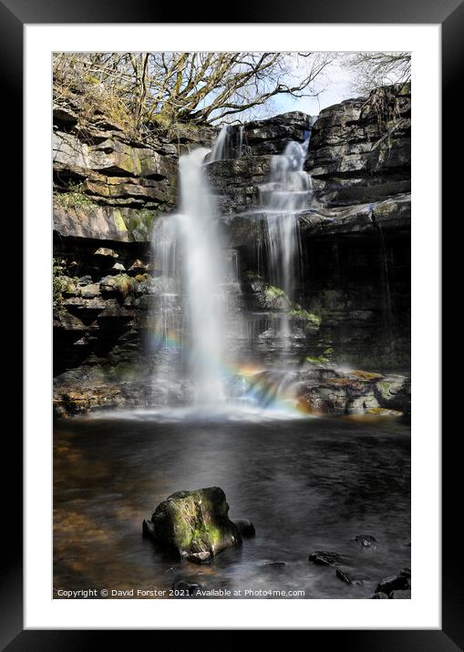Rainbow Light, Summerhill Force and Gibson’s Cave, Teesdale Framed Mounted Print by David Forster