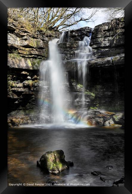 Rainbow Light, Summerhill Force and Gibson’s Cave, Teesdale Framed Print by David Forster