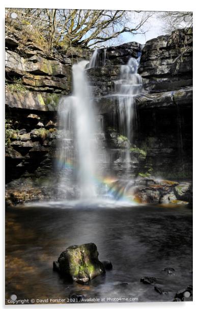 Rainbow Light, Summerhill Force and Gibson’s Cave, Teesdale Acrylic by David Forster