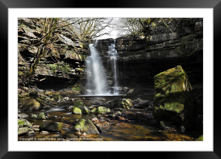 Summerhill Force and Gibson’s Cave in Spring Sunshine, Teesdale Framed Mounted Print by David Forster