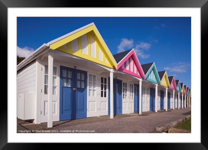 Weymouth Beach Huts Framed Mounted Print by Paul Brewer