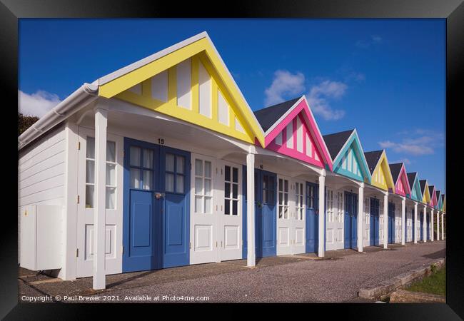 Weymouth Beach Huts Framed Print by Paul Brewer