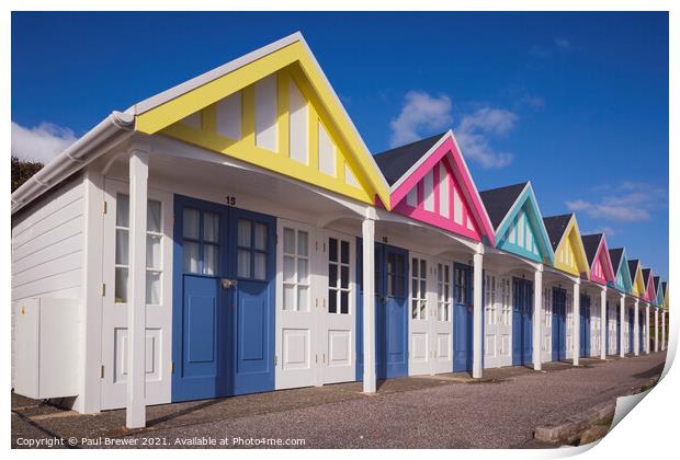 Weymouth Beach Huts Print by Paul Brewer