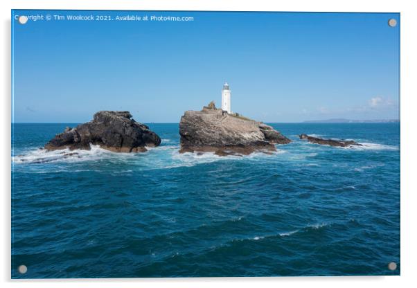 Godrevy Lighthouse Acrylic by Tim Woolcock