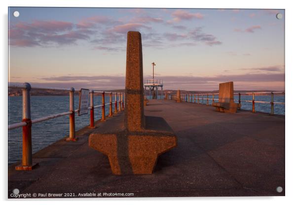 Weymouth Stone Pier Acrylic by Paul Brewer