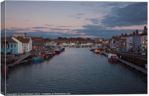 Weymouth Harbour in Winter Canvas Print by Paul Brewer