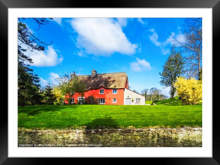 Thatched Cottage Framed Mounted Print by Jane Metters