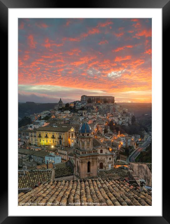 Ragusa Ibla as sunrise, Sicily Framed Mounted Print by Mirko Chessari