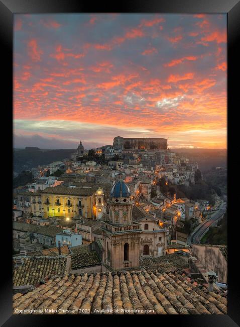 Ragusa Ibla as sunrise, Sicily Framed Print by Mirko Chessari