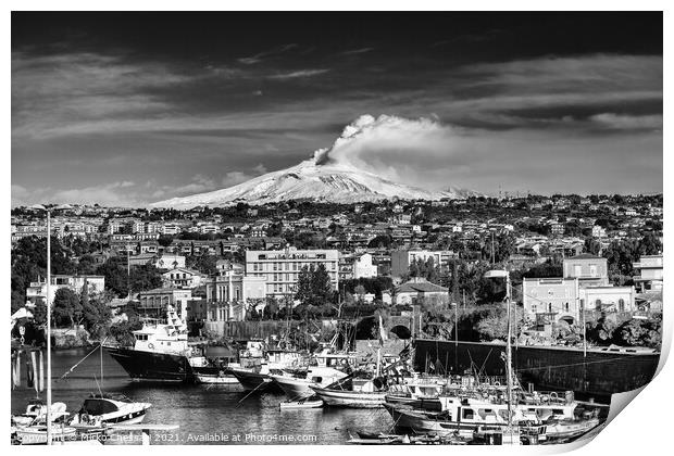 Volcano Etna and the city of Catania, Sicily Print by Mirko Chessari