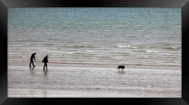 Couple and Dog Bognor Beach Framed Print by Allan Bell