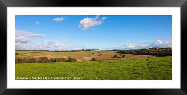 Goodwood Race Course over fields Framed Mounted Print by Allan Bell