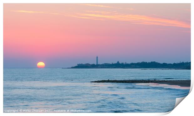 Sunset in Punta Secca, Sicily Print by Mirko Chessari