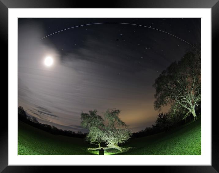 Space Station flying over moon Framed Mounted Print by mark humpage