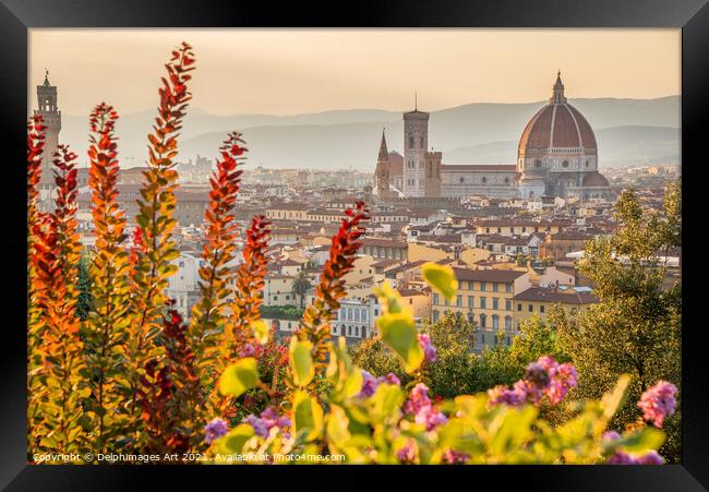 Florence Duomo at sunset, Tuscany, Italy Framed Print by Delphimages Art