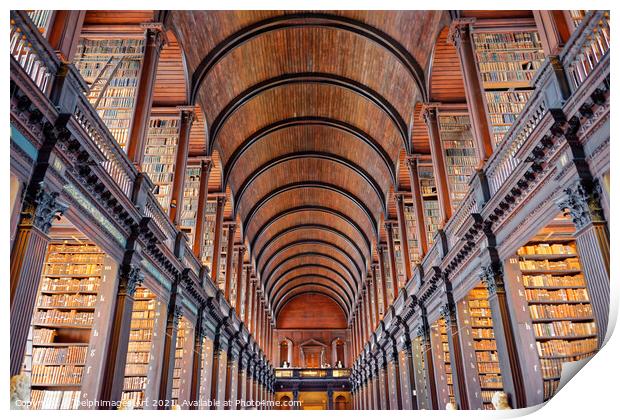Trinity college library in Dublin, Ireland Print by Delphimages Art