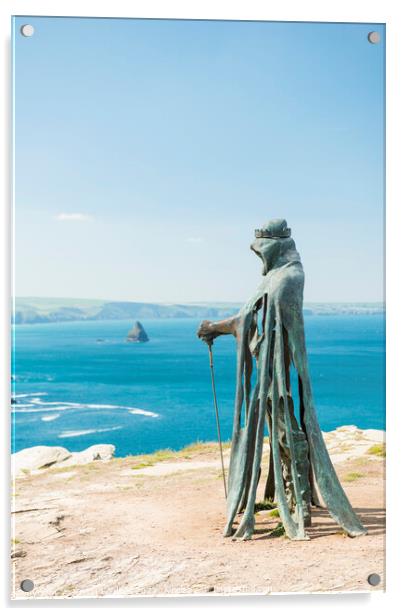 Sculpture at Tintagel Castle, Cornwall Acrylic by Justin Foulkes