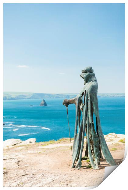 Sculpture at Tintagel Castle, Cornwall Print by Justin Foulkes