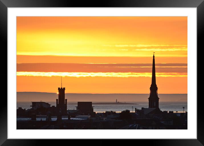 Ayr  town centre buildings at sunset Framed Mounted Print by Allan Durward Photography