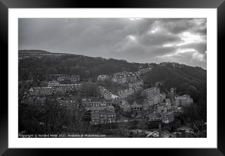 Storm clouds over Hebden Bridge Framed Mounted Print by Richard Perks