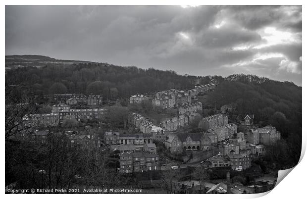 Storm clouds over Hebden Bridge Print by Richard Perks