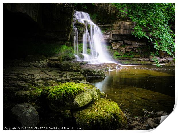 Cauldron force waterfall  ,West Burton village in the Yorkshire dales 444 Print by PHILIP CHALK