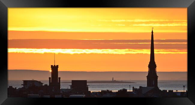 Sunset behind Ayr town centre buildings Framed Print by Allan Durward Photography