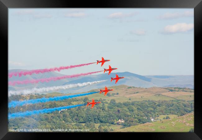 Red Arrows, Lake District Framed Print by Liz Withey