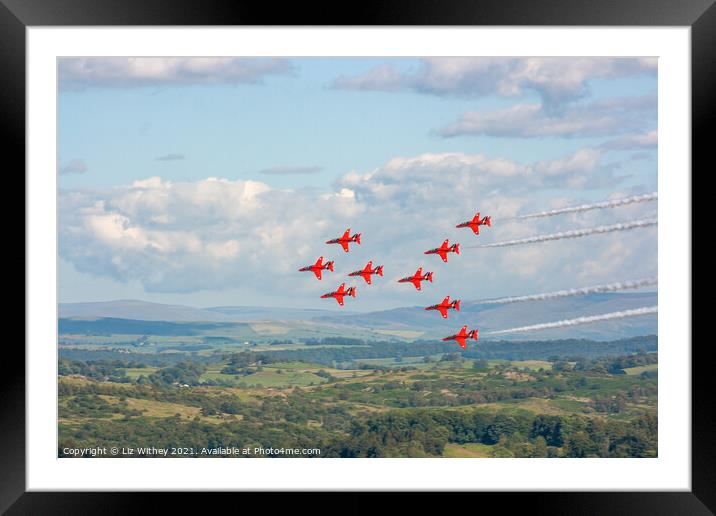 Red Arrows, Windermere Air Show Framed Mounted Print by Liz Withey