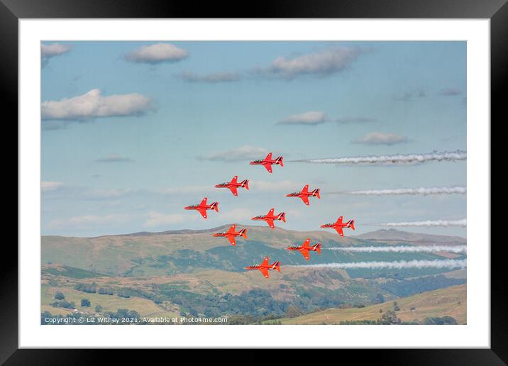 Red Arrows, Windermere Airshow Framed Mounted Print by Liz Withey