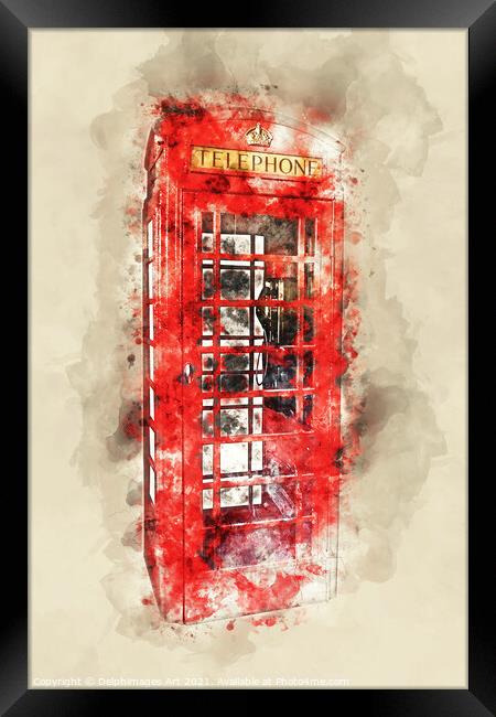 London red phone box watercolor Framed Print by Delphimages Art