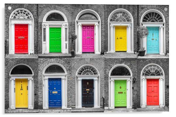 Dublin. Collection of colourful georgian doors Acrylic by Delphimages Art