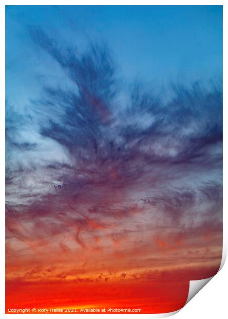 Cloud at sunset Print by Rory Hailes