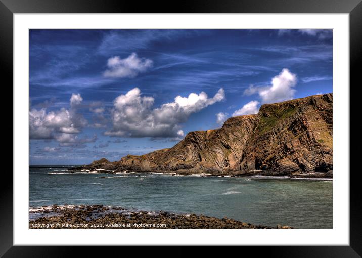 Hartland Cliffs and Sea Framed Mounted Print by Mike Gorton
