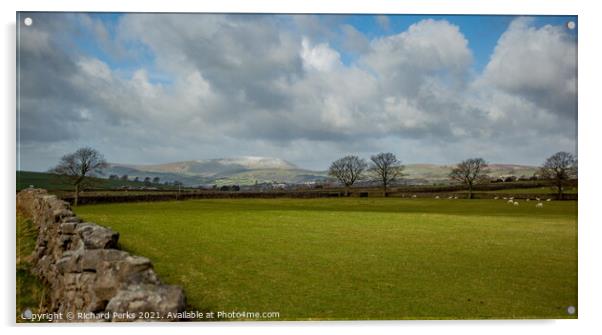 A dusting of Snow on Pendle Hill Acrylic by Richard Perks