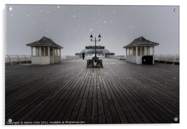 Flurry. Snowfall on Cromer Pier, Norfolk  Acrylic by Martin Tosh