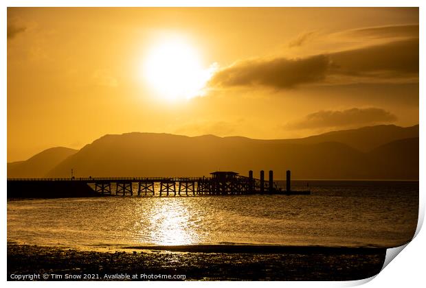Sunrise over Beaumaris Pier on Anglesey Print by Tim Snow