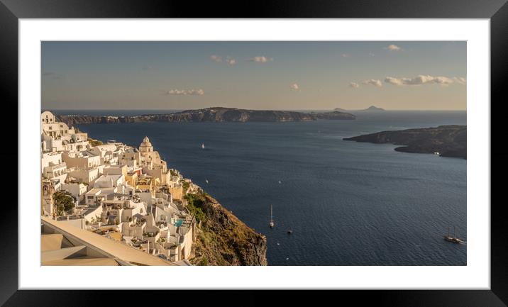 Cliff side view of Santorini Framed Mounted Print by Naylor's Photography