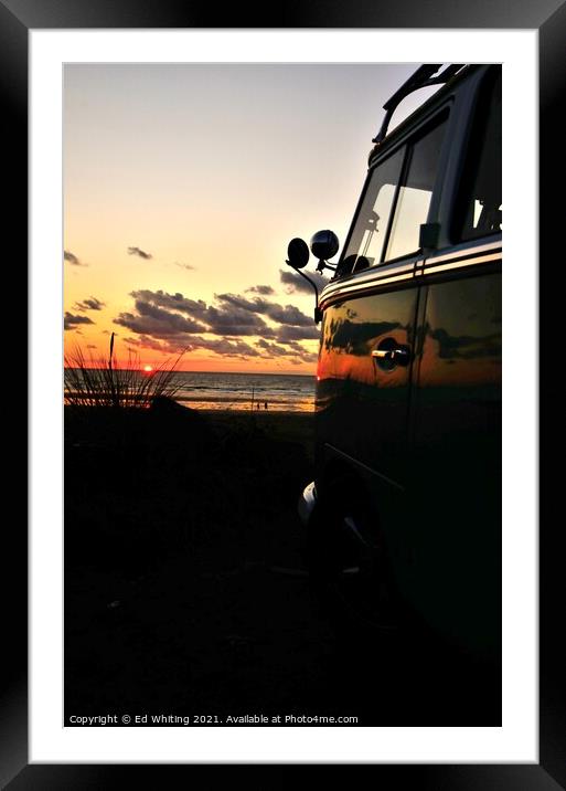 VW sunset Framed Mounted Print by Ed Whiting