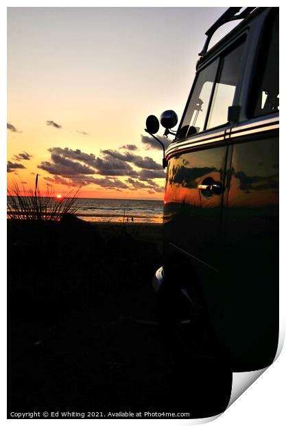 VW sunset Print by Ed Whiting