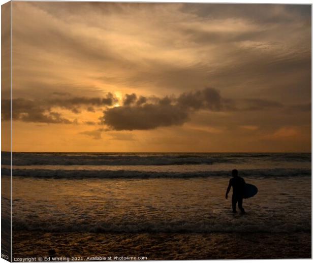 Evening surfing Canvas Print by Ed Whiting