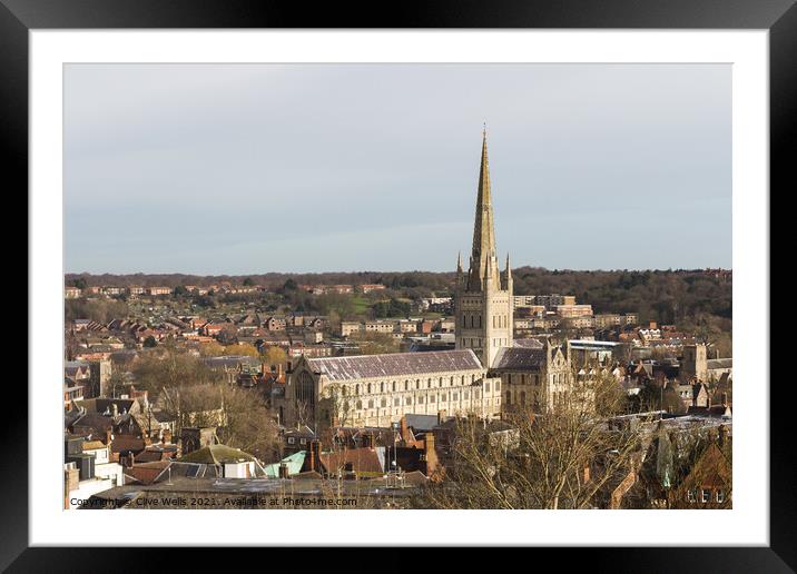 Norwich Cathedral Framed Mounted Print by Clive Wells