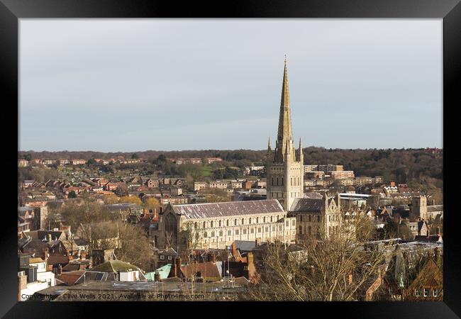 Norwich Cathedral Framed Print by Clive Wells