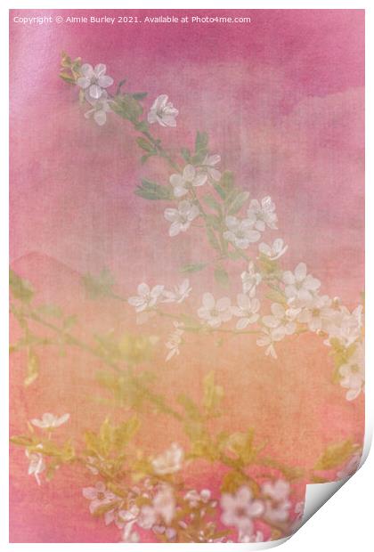 White blossom, portrait version Print by Aimie Burley