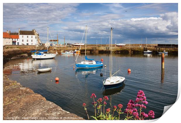 Boats in St Monans Harbour, Fife, Scotland Print by Kasia Design