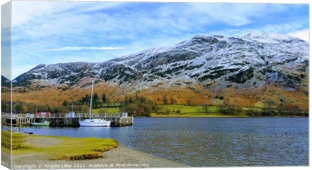 The steam boat jetty at Ullswater Canvas Print by Angela Lilley