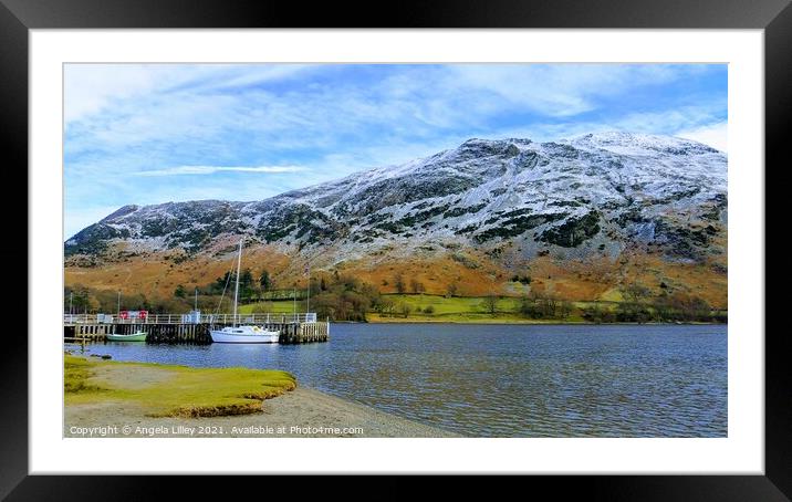The steam boat jetty at Ullswater Framed Mounted Print by Angela Lilley