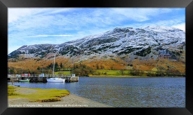 The steam boat jetty at Ullswater Framed Print by Angela Lilley
